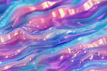 Fototapeta premium Seamless Shimmerstone vibrant, abstract background featuring flowing waves of iridescent colors in shades of blue, purple, and pink, with a glossy texture and shimmering highlights.