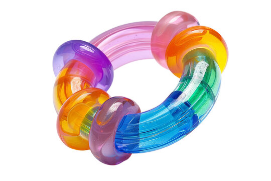 Multi-textured baby teething ring for soothing gums isolated on transparent background