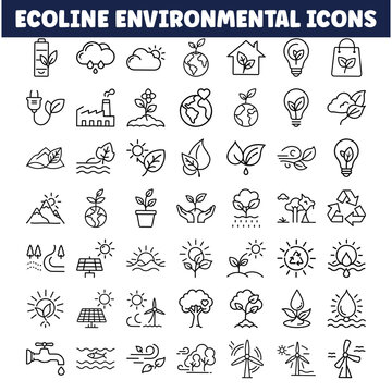 Ecoclines Environmental Icons Sustainability, Nature, Green Energy, Recycling, Ecology
