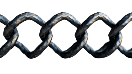 Dark Metal Chain Seamless 3D Texture, Grey Iron and Steel for Heavy Background Design, isolated on transparent background.