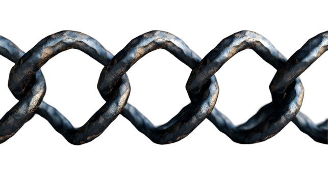 Dark Metal Chain Seamless 3D Texture, Grey Iron and Steel for Heavy Background Design, isolated on transparent background. - Powered by Adobe