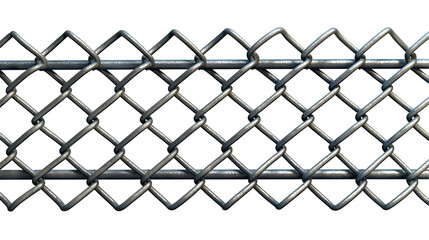 Fototapeta premium Chain Link Fence Grey Wire Mesh Texture, Steel Grid Background for Pattern Design, isolated on transparent background.
