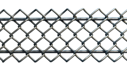 Chain Link Fence Grey Wire Mesh Texture, Steel Grid Background for Pattern Design, isolated on transparent background.