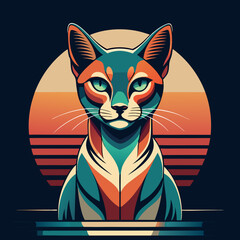 Black and White Silhouette of a Siamese Cat, Elegant and Unique, Minimalist Style