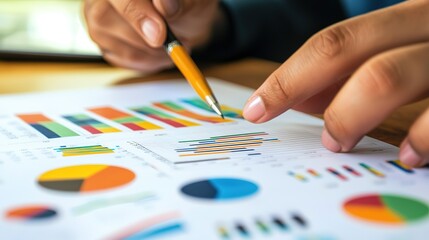 Business strategist analyzing real-time big data trends in office environment for strategic insights