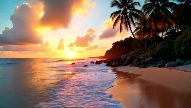 sunset over the beach
