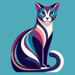 Black and White Silhouette of a Siamese Cat, Elegant and Unique, Minimalist Style