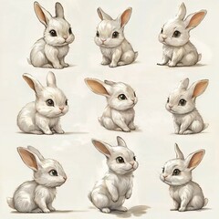 baby rabbit,different angles,character sheet,children’s book,