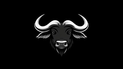 Fototapeta premium Buffalo head graphic design, artistic, black and white, logo concept