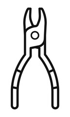 A black and white icon of a dental extraction forceps a tool used in dentistry for removing teeth from the socket during dental procedures.