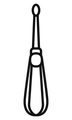 A black and white icon of a dental elevator a tool used in dentistry for tooth extraction by loosening teeth from the surrounding bone.