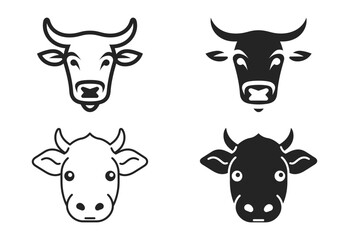 Cow Head Line Art, silhouette logotype vector illustration