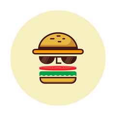 Burger with sunglasses illustration