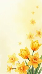 Golden yellow spring flowers in natural arrangement with soft backdrop