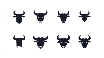 Bull head silhouettes variations