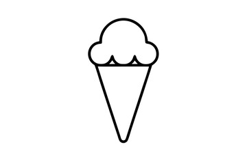 Minimal Line Art Ice Cream Cone - Dessert Vector Illustration
