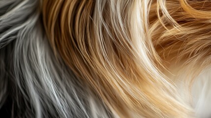 Naklejka premium Close up of silky yorkie dog fur in artistic style for pet grooming and design inspiration.