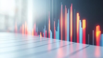 Abstract 3D glass graph symbolizing financial growth in a modern minimalistic design.