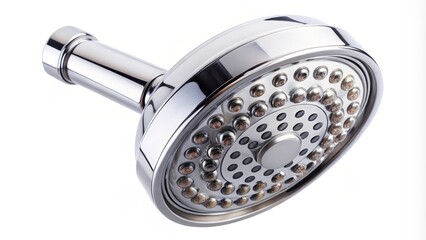 Chrome Shower Head on White Background