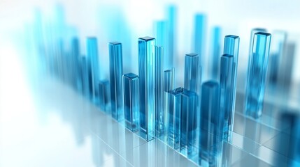 Fototapeta premium Abstract 3D glass graph symbolizing financial growth in a modern minimalistic design.