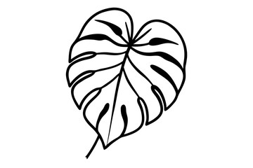 Fototapeta premium Monstera-leaf-line-art-illustration-modern-botanical-svg