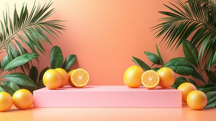 display stand with fresh oranges