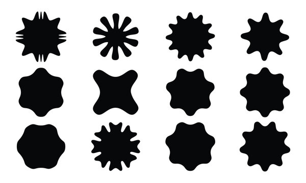 Set of colorful leaves frames with wiggly borders. Jagged rectangular shape element set. Geometric zig zag wavy label with zigzag edges