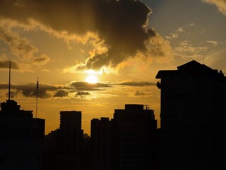sunset over city
