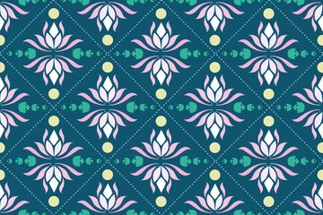Seamless pink lotus floral pattern