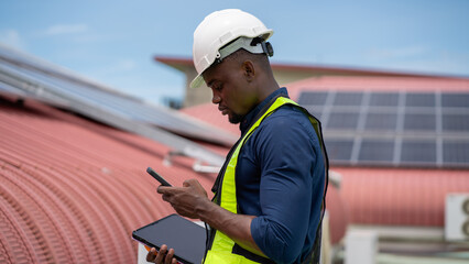Engineers inspecting the air conditioning system in a large building or industrial facility.