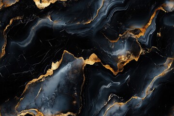 Seamless South Onyx stunning abstract background featuring a blend of black, gray, and gold tones. The design mimics the appearance of polished marble with flowing patterns and rich textures.
