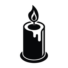 burning candle silhouette vector illustration isolated on white background