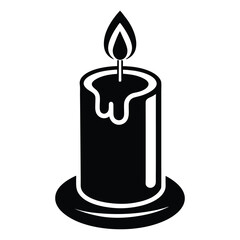 burning candle silhouette vector illustration isolated on white background