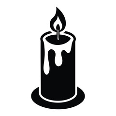 burning candle silhouette vector illustration isolated on white background
