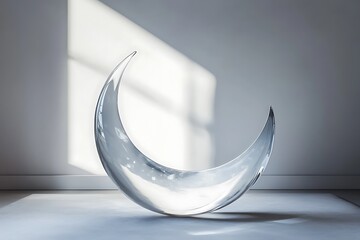 Stunning Clear Glass Crescent Moon Sculpture