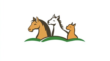 Fototapeta premium Cute animals logo, farm animals, togetherness, friendly