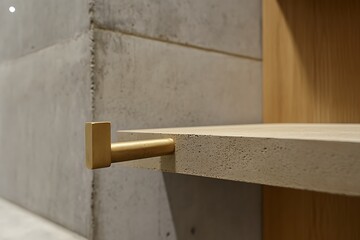 Modern Concrete Shelf with Gold Accents