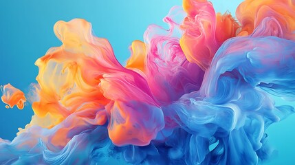 Obraz premium Colorful ink swirling, abstract background, vibrant hues, design element.