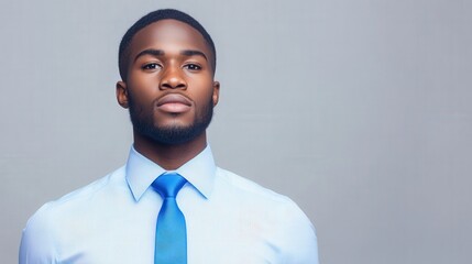 A Confident Young Black Man In A Blue Shirt