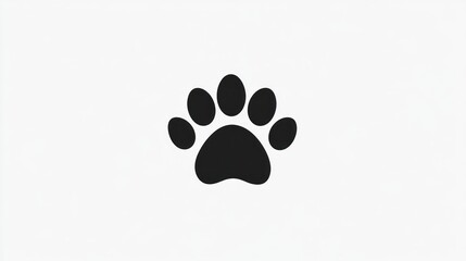 Black paw print symbol on a white background for pet lovers. For design, animal care, or veterinary use