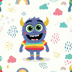 Naklejka premium print for children's t-shirt funny cartoon monster