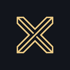 letter x with checkmark geometric bold line logo design
