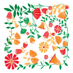 Fototapeta premium The image presents a background pattern that features a flower design. It emphasizes creative arts and illustrates a vibrant fabric pattern. 