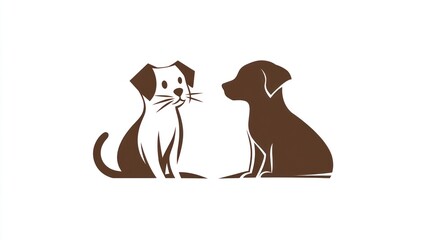 Two dogs, side profile, logo design, pet silhouettes