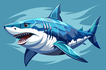 vector of White shark marine predator big. Isolated background.