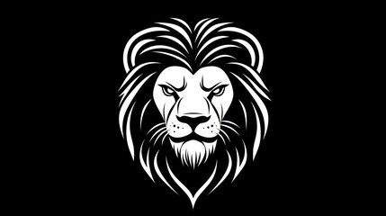 Obraz premium Majestic lion head, dark background, wildlife, profile picture, logo