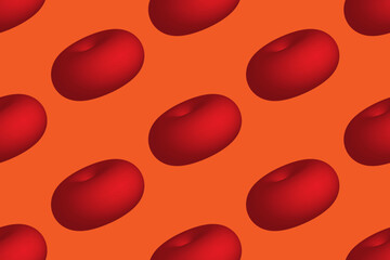 Image of red cherries seamless pattern. 3D background illustration. 