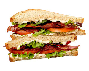 burger with tomato and lettuce on white background