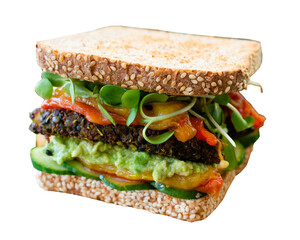 burger with lettuce and tomato on ceramic plate