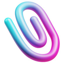 3d paperclip icon. 3d illustration rendering paperclip with document, file, business concept. 3d curve spiral lines